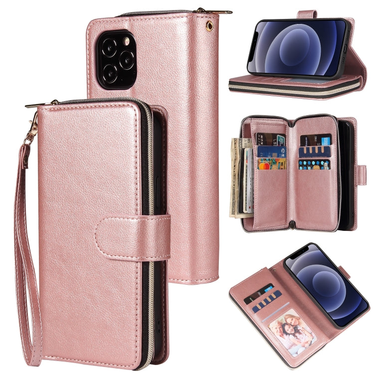 Zipper Wallet Bag Horizontal Flip PU Leather Case with Holder & 9 Card Slots & Wallet & Lanyard & Photo Frame, For iPhone 11, For iPhone 11 Pro, For iPhone 11 Pro Max, For iPhone SE 2022 / SE 2020 / 8 / 7, For iPhone 12 mini, For iPhone 12 / 12 Pro����...