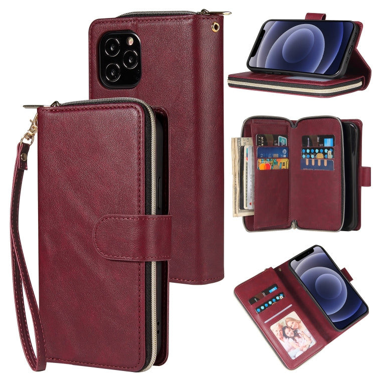 Zipper Wallet Bag Horizontal Flip PU Leather Case with Holder & 9 Card Slots & Wallet & Lanyard & Photo Frame, For iPhone 11, For iPhone 11 Pro, For iPhone 11 Pro Max, For iPhone SE 2022 / SE 2020 / 8 / 7, For iPhone 12 mini, For iPhone 12 / 12 Pro����...