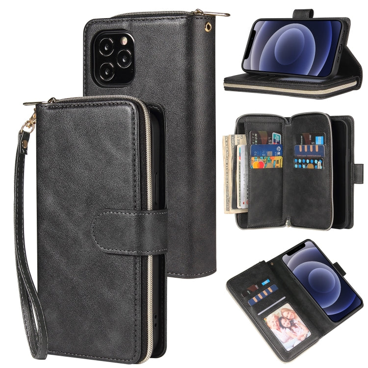 Zipper Wallet Bag Horizontal Flip PU Leather Case with Holder & 9 Card Slots & Wallet & Lanyard & Photo Frame, For iPhone 11, For iPhone 11 Pro, For iPhone 11 Pro Max, For iPhone SE 2022 / SE 2020 / 8 / 7, For iPhone 12 mini, For iPhone 12 / 12 Pro����...