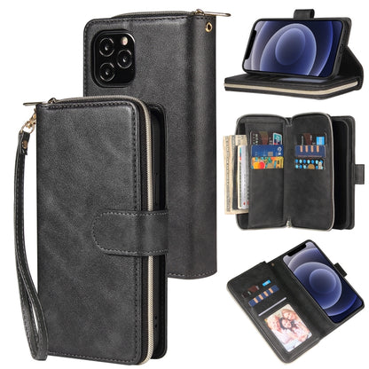 Zipper Wallet Bag Horizontal Flip PU Leather Case with Holder & 9 Card Slots & Wallet & Lanyard & Photo Frame, For iPhone 11, For iPhone 11 Pro, For iPhone 11 Pro Max, For iPhone SE 2022 / SE 2020 / 8 / 7, For iPhone 12 mini, For iPhone 12 / 12 Pro����...