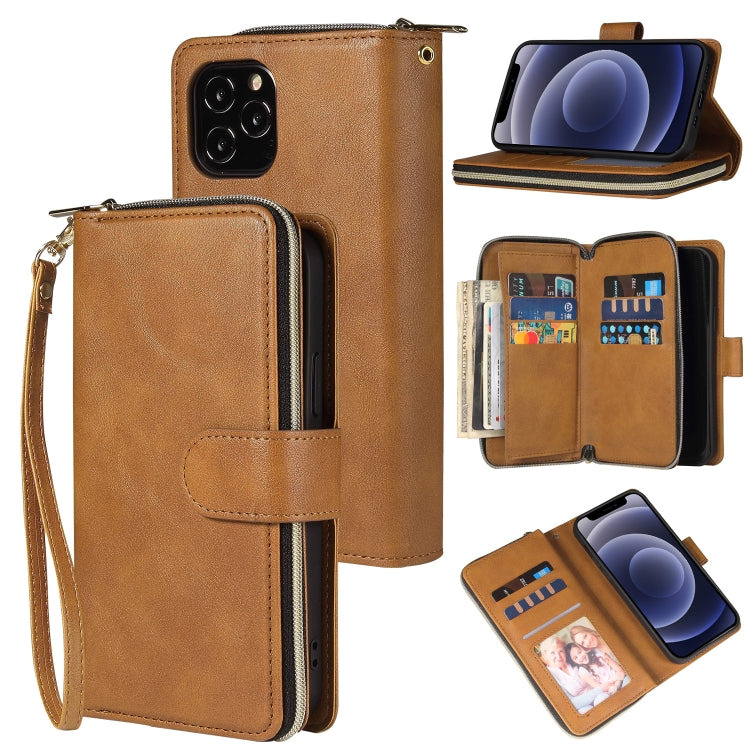 Zipper Wallet Bag Horizontal Flip PU Leather Case with Holder & 9 Card Slots & Wallet & Lanyard & Photo Frame, For iPhone 11, For iPhone 11 Pro, For iPhone 11 Pro Max, For iPhone SE 2022 / SE 2020 / 8 / 7, For iPhone 12 mini, For iPhone 12 / 12 Pro����...