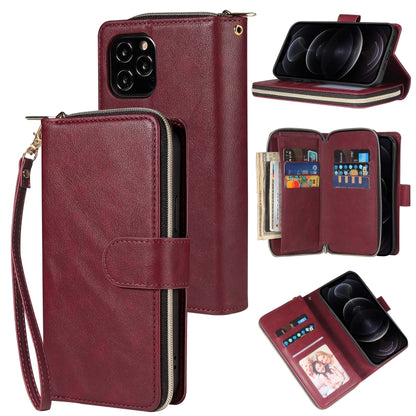 Zipper Wallet Bag Horizontal Flip PU Leather Case with Holder & 9 Card Slots & Wallet & Lanyard & Photo Frame, For iPhone 11, For iPhone 11 Pro, For iPhone 11 Pro Max, For iPhone SE 2022 / SE 2020 / 8 / 7, For iPhone 12 mini, For iPhone 12 / 12 Pro����...