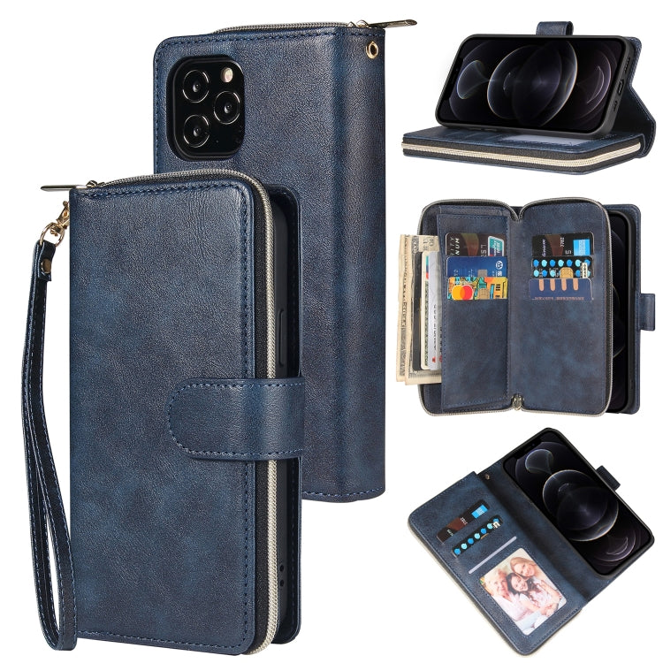 Zipper Wallet Bag Horizontal Flip PU Leather Case with Holder & 9 Card Slots & Wallet & Lanyard & Photo Frame, For iPhone 11, For iPhone 11 Pro, For iPhone 11 Pro Max, For iPhone SE 2022 / SE 2020 / 8 / 7, For iPhone 12 mini, For iPhone 12 / 12 Pro����...