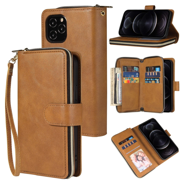 Zipper Wallet Bag Horizontal Flip PU Leather Case with Holder & 9 Card Slots & Wallet & Lanyard & Photo Frame, For iPhone 11, For iPhone 11 Pro, For iPhone 11 Pro Max, For iPhone SE 2022 / SE 2020 / 8 / 7, For iPhone 12 mini, For iPhone 12 / 12 Pro����...