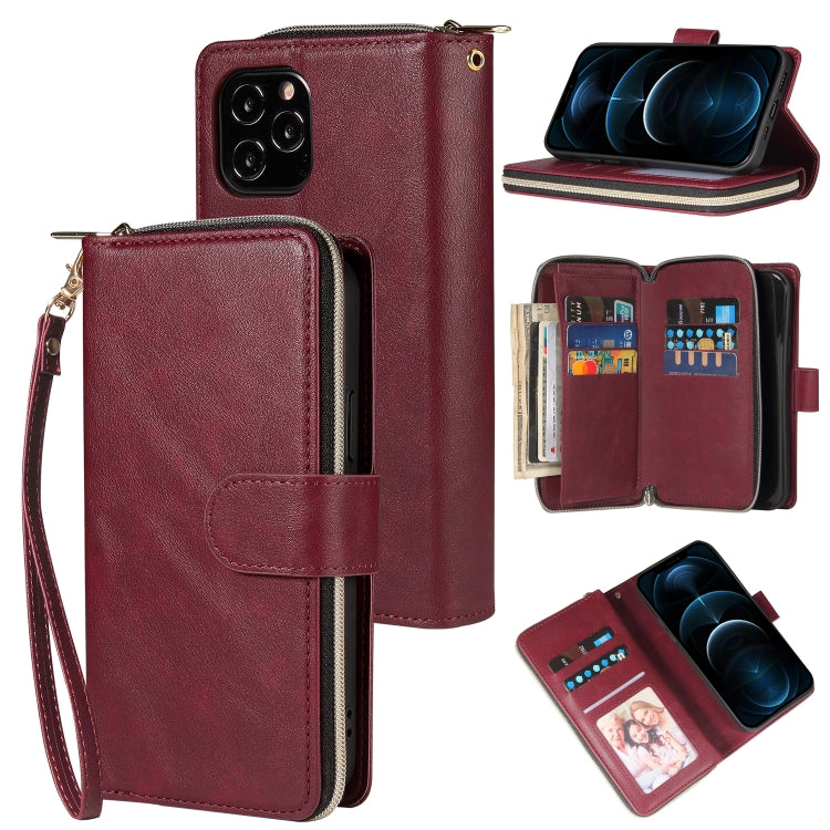 Zipper Wallet Bag Horizontal Flip PU Leather Case with Holder & 9 Card Slots & Wallet & Lanyard & Photo Frame, For iPhone 11, For iPhone 11 Pro, For iPhone 11 Pro Max, For iPhone SE 2022 / SE 2020 / 8 / 7, For iPhone 12 mini, For iPhone 12 / 12 Pro����...