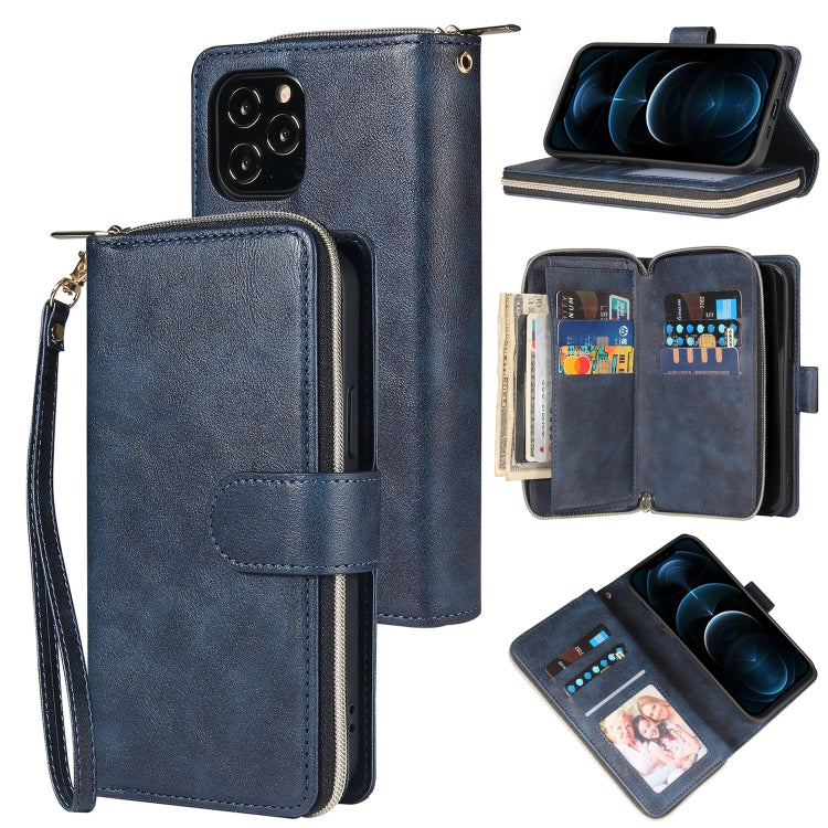 Zipper Wallet Bag Horizontal Flip PU Leather Case with Holder & 9 Card Slots & Wallet & Lanyard & Photo Frame, For iPhone 11, For iPhone 11 Pro, For iPhone 11 Pro Max, For iPhone SE 2022 / SE 2020 / 8 / 7, For iPhone 12 mini, For iPhone 12 / 12 Pro����...