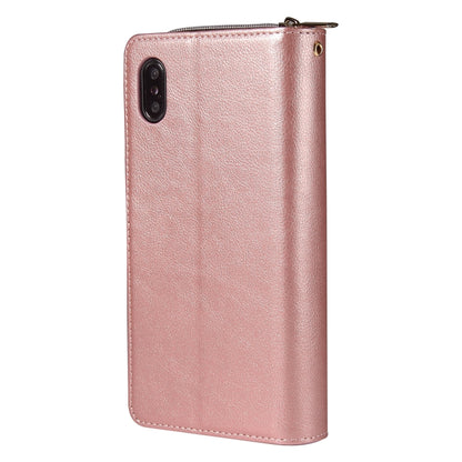Zipper Wallet Bag Horizontal Flip PU Leather Case with Holder & 9 Card Slots & Wallet & Lanyard & Photo Frame, For iPhone XS Max