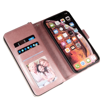Zipper Wallet Bag Horizontal Flip PU Leather Case with Holder & 9 Card Slots & Wallet & Lanyard & Photo Frame, For iPhone XS Max