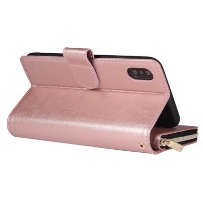 Zipper Wallet Bag Horizontal Flip PU Leather Case with Holder & 9 Card Slots & Wallet & Lanyard & Photo Frame, For iPhone XS Max