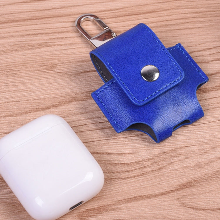 Creative Wireless Bluetooth Earphone PU Leather Protective Bag Anti-lost Storage Bag with Hook for Apple AirPods 1/2 (Earphone is not Included)