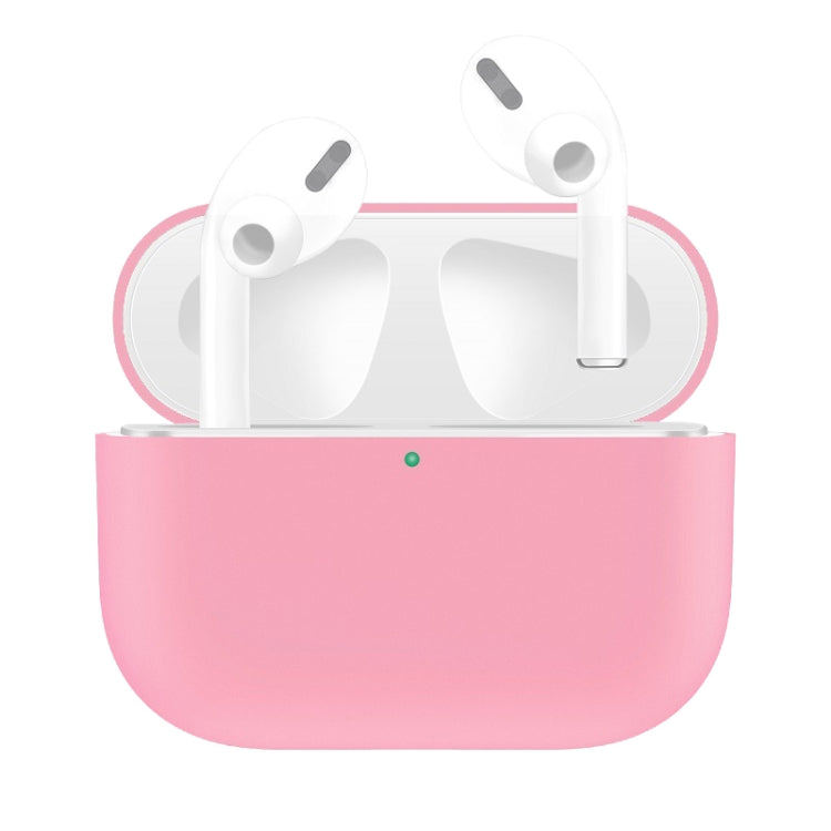 For AirPods Pro Solid Color Silicone Earphone Protective Case, Grey, Watermelon Red, Light Purple, Red, Black, White, Yellow, Pink, Green