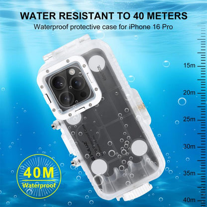 For iPhone 16 Pro PULUZ 40m/130ft Waterproof Diving Case Photo Video Taking Underwater Housing Cover