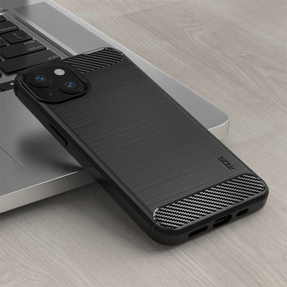 MOFI Gentleness Series Brushed Texture Carbon Fiber Soft TPU Case, For iPhone 14, For iPhone 14 Pro, For iPhone 14 Plus, For iPhone 14 Pro Max