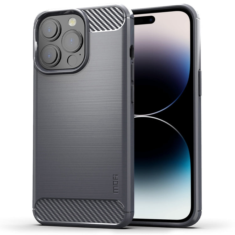 MOFI Gentleness Series Brushed Texture Carbon Fiber Soft TPU Case, For iPhone 14, For iPhone 14 Pro, For iPhone 14 Plus, For iPhone 14 Pro Max