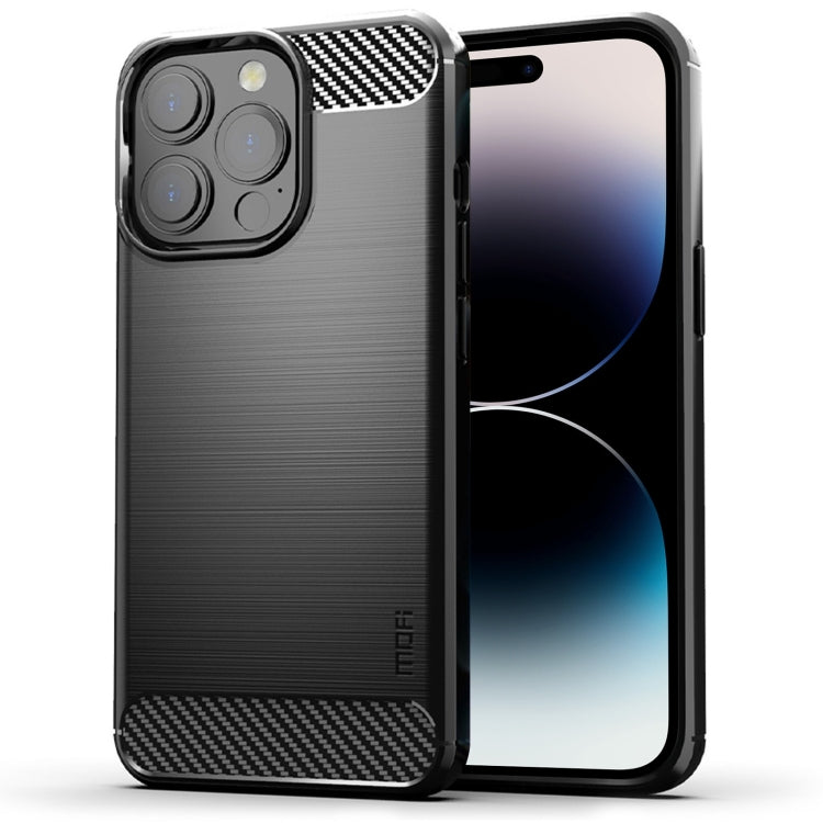 MOFI Gentleness Series Brushed Texture Carbon Fiber Soft TPU Case, For iPhone 14, For iPhone 14 Pro, For iPhone 14 Plus, For iPhone 14 Pro Max