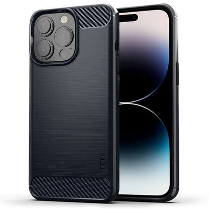 MOFI Gentleness Series Brushed Texture Carbon Fiber Soft TPU Case, For iPhone 14, For iPhone 14 Pro, For iPhone 14 Plus, For iPhone 14 Pro Max