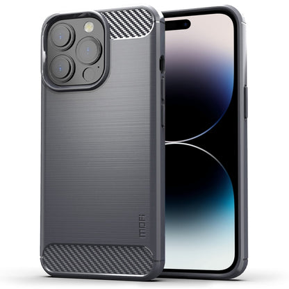 MOFI Gentleness Series Brushed Texture Carbon Fiber Soft TPU Case, For iPhone 14, For iPhone 14 Pro, For iPhone 14 Plus, For iPhone 14 Pro Max