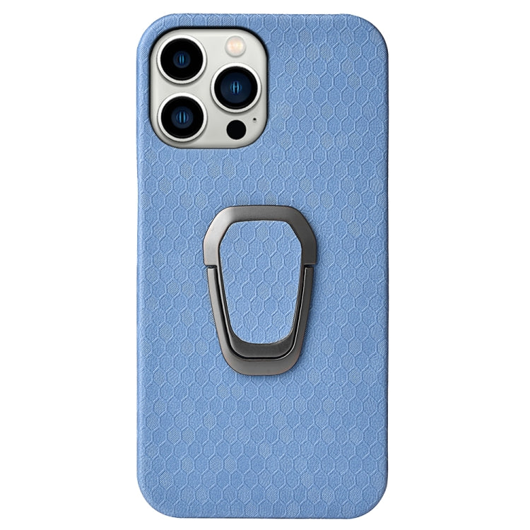 Ring Holder Honeycomb PU Phone Case For iPhone 14 Pro, For iPhone 14 Pro