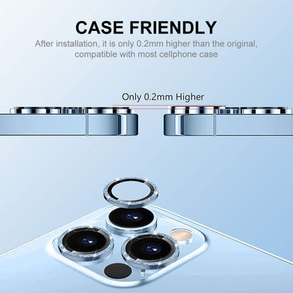 ENKAY Glitter Rear Lens Aluminium Alloy Tempered Glass Film For iPhone 14 Pro / 14 Pro Max, For iPhone 14 Pro / 14 Pro Max