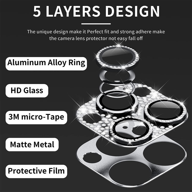 For iPhone 14 Pro / 14 Pro Max ENKAY Hat-Prince Blink Diamond Camera Lens Aluminium Alloy Tempered Glass Film, For iPhone 14 Pro / 14 Pro Max