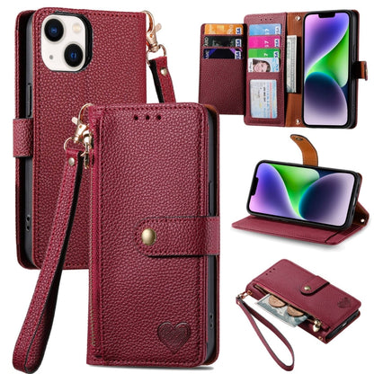 Love Zipper Lanyard Leather Phone Case, For iPhone 15, For iPhone 14 Plus, For iPhone 14, For iPhone 14 Pro, For iPhone 14 Pro Max, For iPhone 13 Pro Max, For iPhone 13 Pro, For iPhone 13