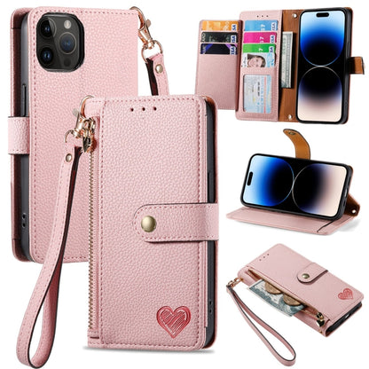 Love Zipper Lanyard Leather Phone Case, For iPhone 15, For iPhone 14 Plus, For iPhone 14, For iPhone 14 Pro, For iPhone 14 Pro Max, For iPhone 13 Pro Max, For iPhone 13 Pro, For iPhone 13
