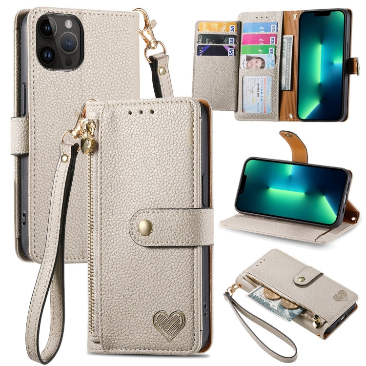 Love Zipper Lanyard Leather Phone Case, For iPhone 15, For iPhone 14 Plus, For iPhone 14, For iPhone 14 Pro, For iPhone 14 Pro Max, For iPhone 13 Pro Max, For iPhone 13 Pro, For iPhone 13
