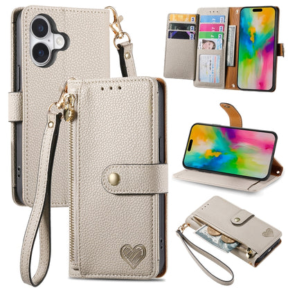 Love Zipper Lanyard Leather Phone Case, For iPhone 16e, For iPhone 16 Pro Max, For iPhone 16 Pro, For iPhone 16 Plus, For iPhone 16, For iPhone 15 Pro Max, For iPhone 15 Pro, For iPhone 15 Plus