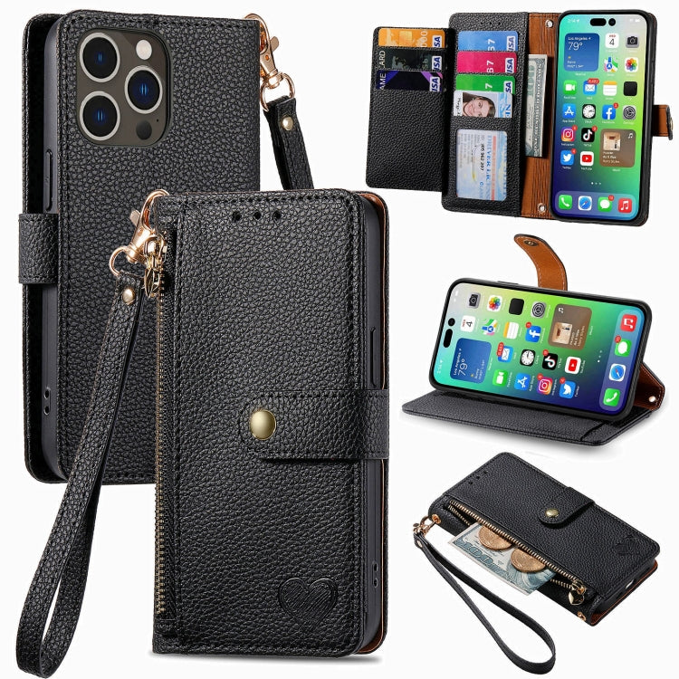Love Zipper Lanyard Leather Phone Case, For iPhone 16e, For iPhone 16 Pro Max, For iPhone 16 Pro, For iPhone 16 Plus, For iPhone 16, For iPhone 15 Pro Max, For iPhone 15 Pro, For iPhone 15 Plus