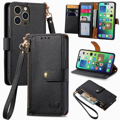 Love Zipper Lanyard Leather Phone Case, For iPhone 16e, For iPhone 16 Pro Max, For iPhone 16 Pro, For iPhone 16 Plus, For iPhone 16, For iPhone 15 Pro Max, For iPhone 15 Pro, For iPhone 15 Plus