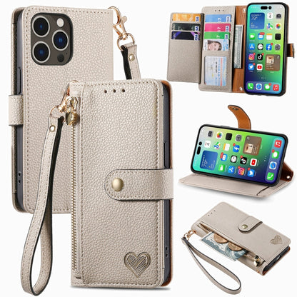 Love Zipper Lanyard Leather Phone Case, For iPhone 16e, For iPhone 16 Pro Max, For iPhone 16 Pro, For iPhone 16 Plus, For iPhone 16, For iPhone 15 Pro Max, For iPhone 15 Pro, For iPhone 15 Plus