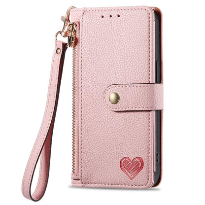 Love Zipper Lanyard Leather Phone Case, For iPhone 16e, For iPhone 16 Pro Max, For iPhone 16 Pro, For iPhone 16 Plus, For iPhone 16, For iPhone 15 Pro Max, For iPhone 15 Pro, For iPhone 15 Plus