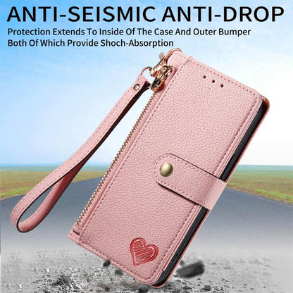 Love Zipper Lanyard Leather Phone Case, For iPhone 16e, For iPhone 16 Pro Max, For iPhone 16 Pro, For iPhone 16 Plus, For iPhone 16, For iPhone 15 Pro Max, For iPhone 15 Pro, For iPhone 15 Plus