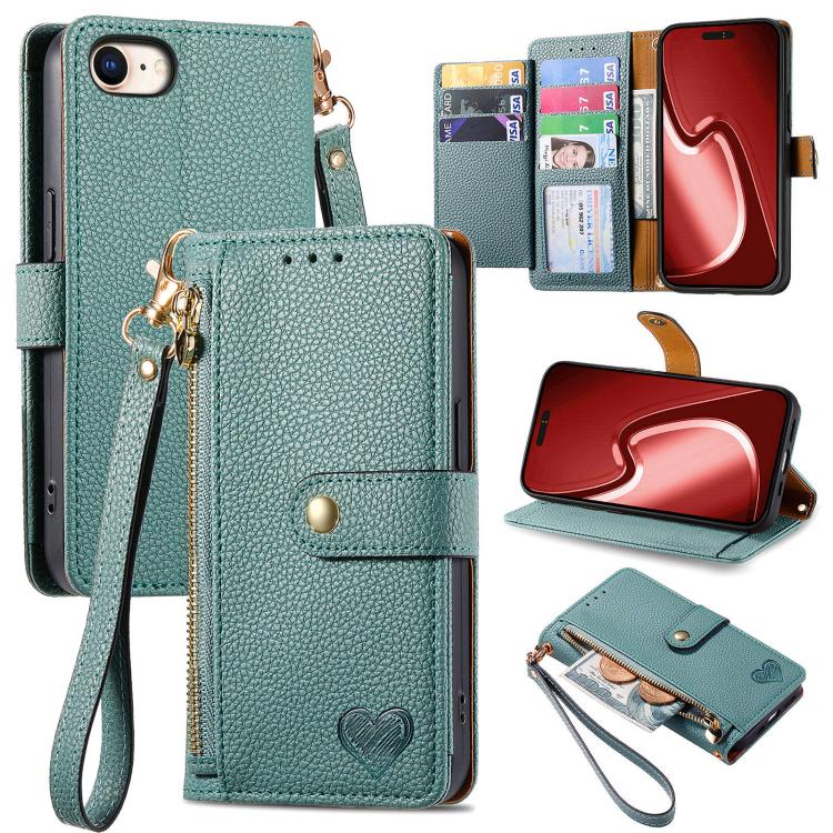Love Zipper Lanyard Leather Phone Case, For iPhone 16e, For iPhone 16 Pro Max, For iPhone 16 Pro, For iPhone 16 Plus, For iPhone 16, For iPhone 15 Pro Max, For iPhone 15 Pro, For iPhone 15 Plus