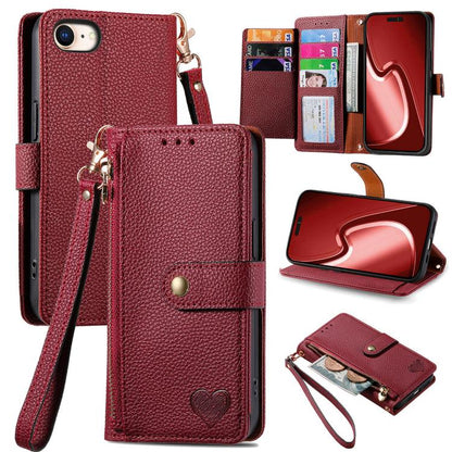 Love Zipper Lanyard Leather Phone Case, For iPhone 16e, For iPhone 16 Pro Max, For iPhone 16 Pro, For iPhone 16 Plus, For iPhone 16, For iPhone 15 Pro Max, For iPhone 15 Pro, For iPhone 15 Plus