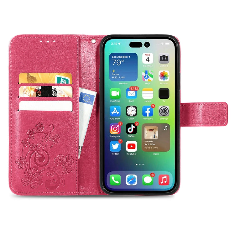 Four-leaf Clasp Embossed Buckle Leather Phone Case