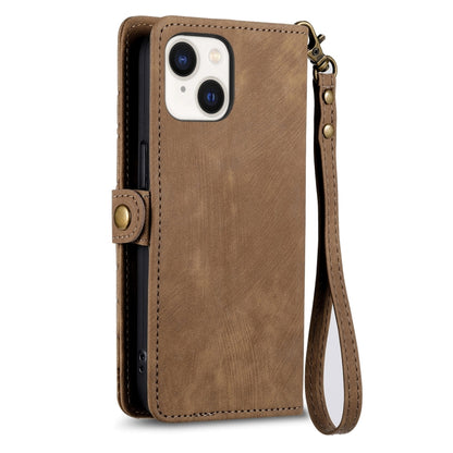 Geometric Zipper Wallet Side Buckle Leather Phone Case