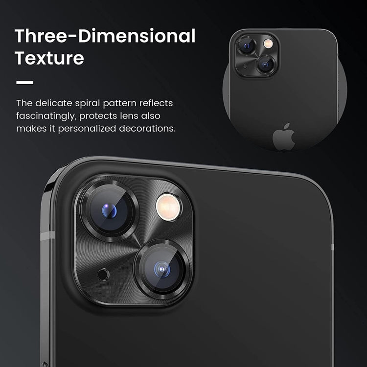 ENKAY Aluminium Alloy Tempered Glass Lens Cover Film, For iPhone 15 / 15 Plus