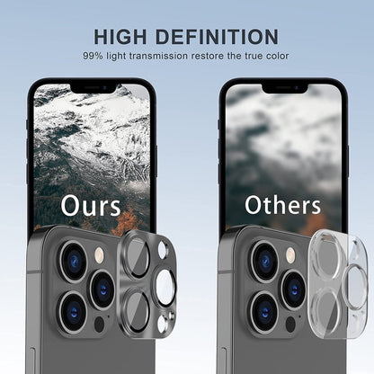 ENKAY Aluminium Alloy Tempered Glass Lens Cover Film, For iPhone 15 Pro / 15 Pro Max