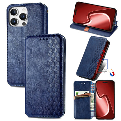Cubic Grid Pressed Magnetic Leather Phone Case, For iPhone 16e, For iPhone 16 Pro Max, For iPhone 16 Pro