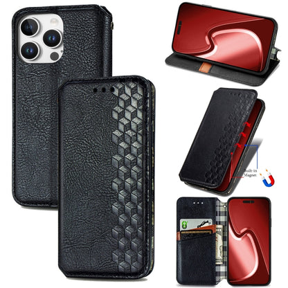 Cubic Grid Pressed Magnetic Leather Phone Case, For iPhone 16e, For iPhone 16 Pro Max, For iPhone 16 Pro
