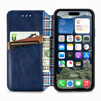 Cubic Grid Pressed Magnetic Leather Phone Case, For iPhone 16e, For iPhone 16 Pro Max, For iPhone 16 Pro