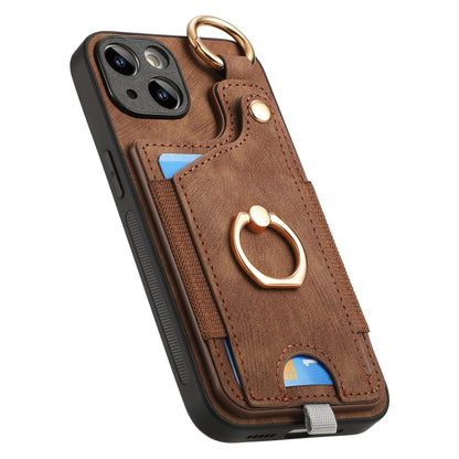 Retro Skin-feel Ring Card Bag Phone Case with Hang Loop, For iPhone 15, For iPhone 14 Plus, For iPhone 14, For iPhone 14 Pro, For iPhone 14 Pro Max, For iPhone 7 / 8 / SE 2022, For iPhone 13 Pro Max, For iPhone 13 Pro