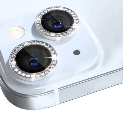 NORTHJO Camera Lens Protector Tempered Glass Metal Rhinestone Ring Film, For iPhone 15 / 15 Plus