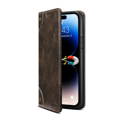 Suteni Baroque Calf Texture Buckle Wallet Leather Phone Case