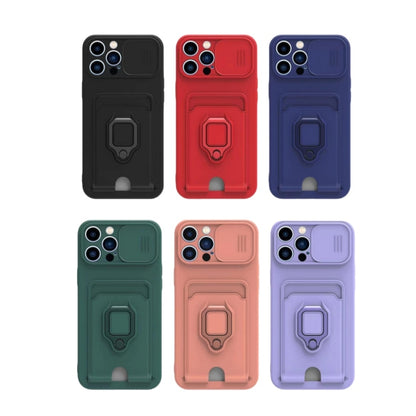 Sliding Camshield Magnetic Card Holder Silicone Phone Case with Lanyard, For iPhone 15, For iPhone 14 Plus, For iPhone 14, For iPhone 14 Pro, For iPhone 14 Pro Max, For iPhone 13 Pro Max, For iPhone 13 Pro, For iPhone 13