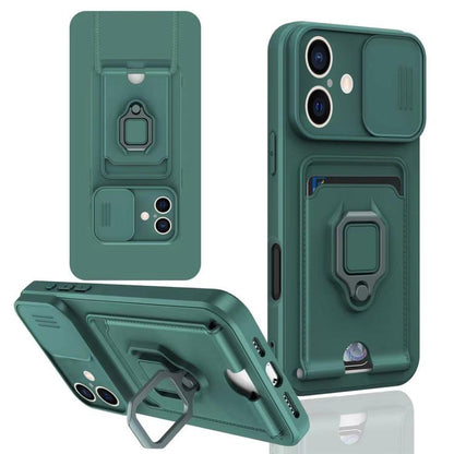 Sliding Camshield Magnetic Card Holder Silicone Phone Case, For iPhone 16e, For iPhone 16 Pro Max, For iPhone 16 Pro, For iPhone 16 Plus, For iPhone 16, For iPhone 15 Pro Max, For iPhone 15 Pro, For iPhone 15 Plus