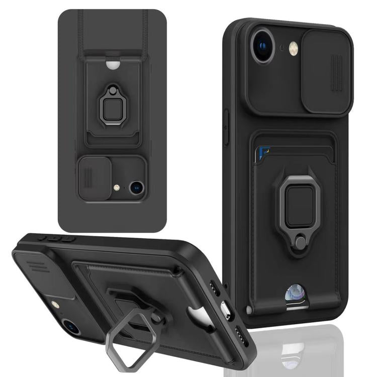 Sliding Camshield Magnetic Card Holder Silicone Phone Case, For iPhone 16e, For iPhone 16 Pro Max, For iPhone 16 Pro, For iPhone 16 Plus, For iPhone 16, For iPhone 15 Pro Max, For iPhone 15 Pro, For iPhone 15 Plus