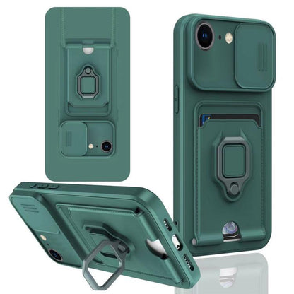 Sliding Camshield Magnetic Card Holder Silicone Phone Case, For iPhone 16e, For iPhone 16 Pro Max, For iPhone 16 Pro, For iPhone 16 Plus, For iPhone 16, For iPhone 15 Pro Max, For iPhone 15 Pro, For iPhone 15 Plus