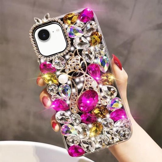 Handmade Bling Rhinestone Gemstone Fox PC Phone Case, For iPhone 16e, For iPhone 16 Pro Max, For iPhone 16 Pro, For iPhone 16 Plus, For iPhone 16, For iPhone 15 Pro Max, For iPhone 15 Pro, For iPhone 15 Plus, For iPhone 15, For iPhone 14 Plus����������...